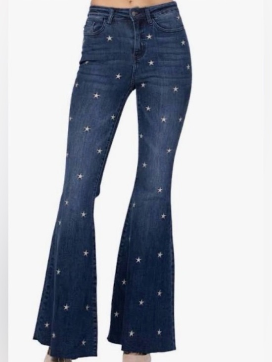 Judy Blue Denim - Judy Blue Embroidered Sabrina Star Super Flare Denim Jeans 28 California Casual